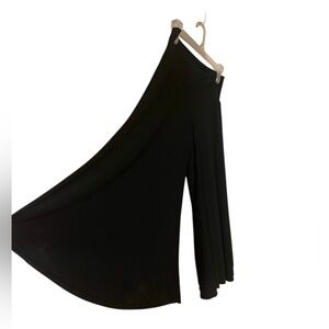 Vintage Ozone Wide Leg Capris Split Skirt Women’s XL Black Pull On Slinky Y2K